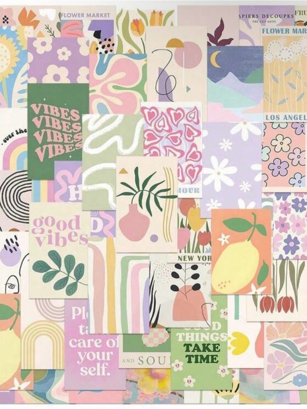 (50)Pastel Floral & Vibe Design Sticker Pack - Good Vibes